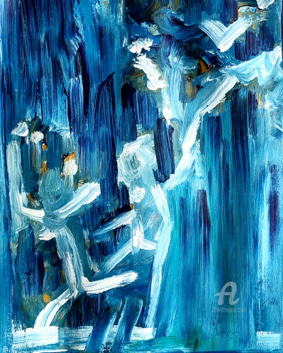 Peinture intitulée "3 Under the rain (o…" par Wassim Ksibi, Œuvre d'art originale, Acrylique