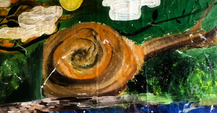 Peinture intitulée "The snail2" par Wassim Ksibi, Œuvre d'art originale, Acrylique