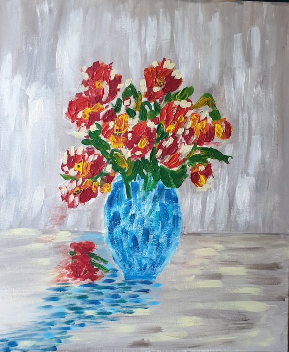 Peinture intitulée "Flowers" par wassima-akhrif, Œuvre d'art originale, Acrylique Monté sur Châssis