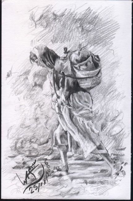 Drawing titled "MA GRANDE MERE" by Wassim Mansouria, Original Artwork