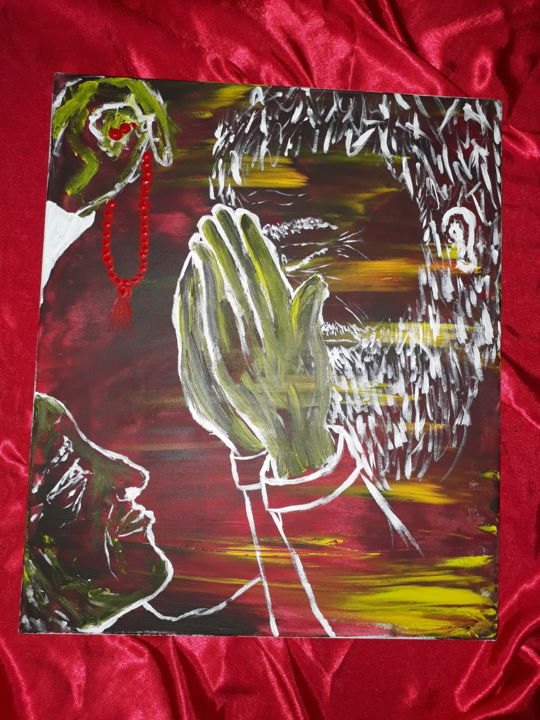 Peinture intitulée "PRIERE" par Wata, Œuvre d'art originale,