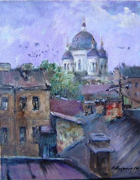 Painting titled "Троицкий собор" by Aleksandr Rusanov, Original Artwork, Oil