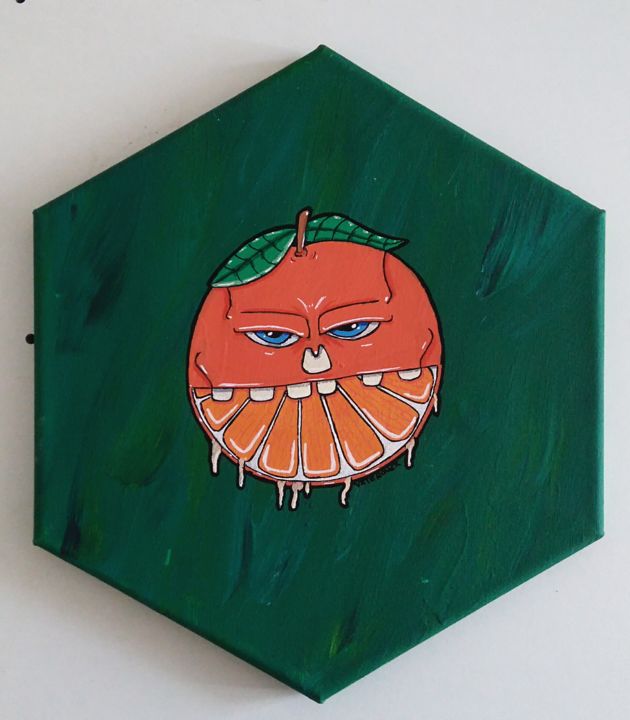 Painting titled "orange juteuse" by Waterone Creation, Original Artwork, Acrylic