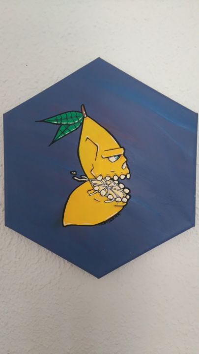 Peinture intitulée "citron pressé" par Waterone Creation, Œuvre d'art originale, Acrylique