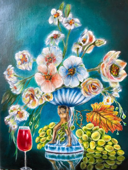 Painting titled "Flowers" by Valery, Original Art, Oil