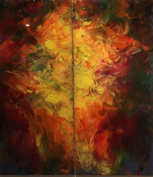Painting titled "Fire" by Greg Kaiser, Original Artwork, Oil