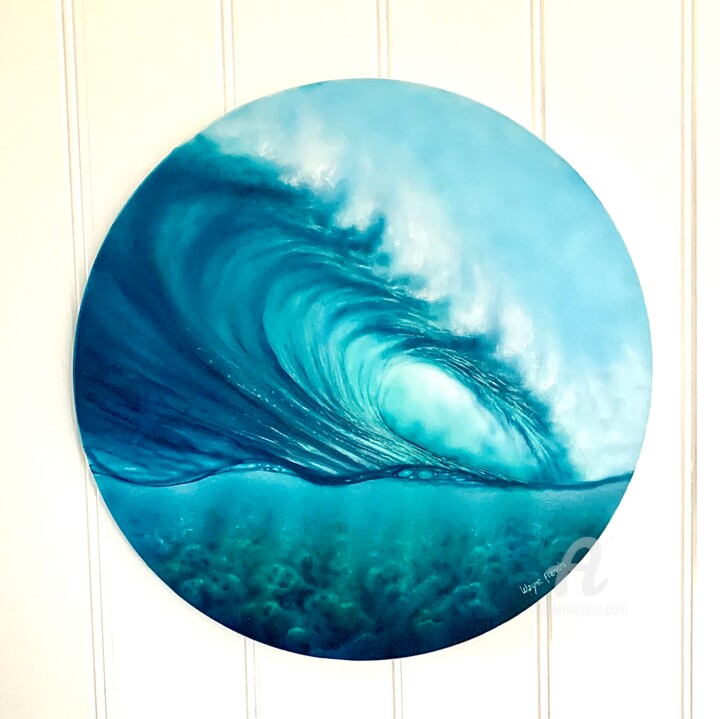 Painting titled "Reef Reeler" by Wayne French, Original Artwork, Acrylic Mounted on Wood Stretcher frame