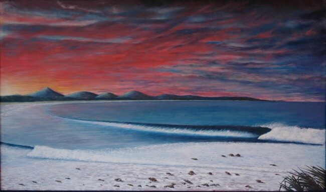 绘画 标题为“Arrawarra sunset” 由Wayne French, 原创艺术品, 油