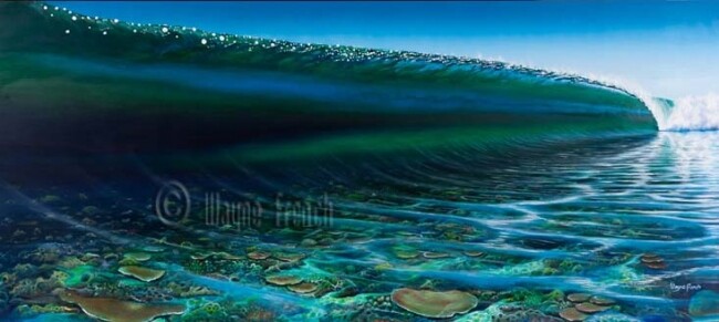 Pintura intitulada "Reef Visions" por Wayne French, Obras de arte originais, Óleo