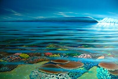 Pintura intitulada "Reef Dreaming" por Wayne French, Obras de arte originais, Óleo