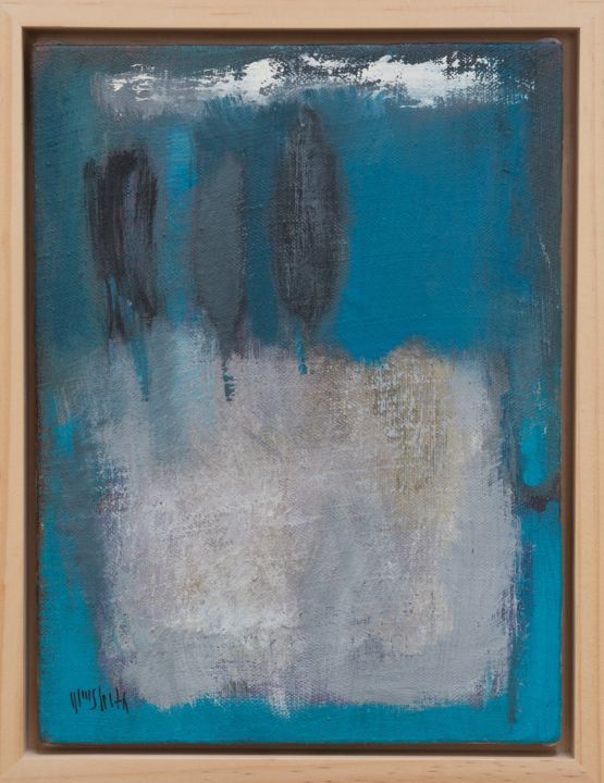 Painting titled "Composition Azure" by Wayne Sleeth, Original Artwork, Acrylic Mounted on Wood Stretcher frame