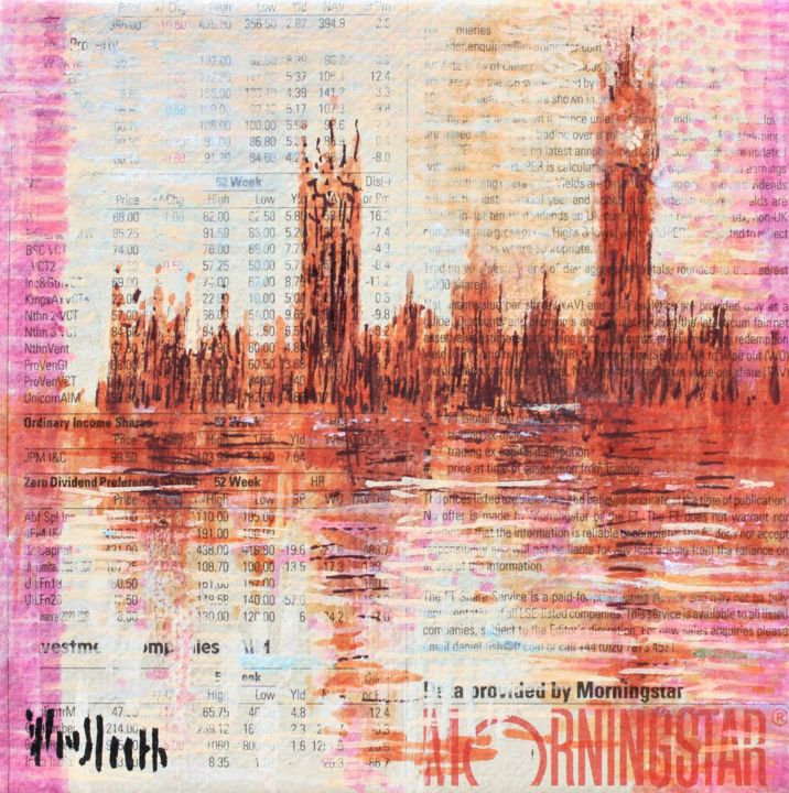 Картина под названием "Financial Times, We…" - Wayne Sleeth, Подлинное произведение искусства, Маркер Установлен на Деревянн…