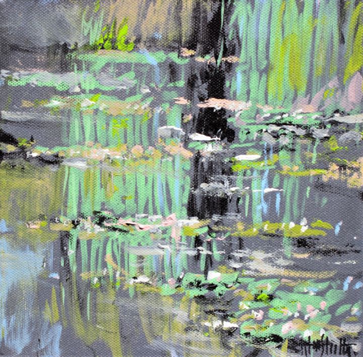 Картина под названием "Giverny Study n°14…" - Wayne Sleeth, Подлинное произведение искусства, Акрил Установлен на Деревянная…