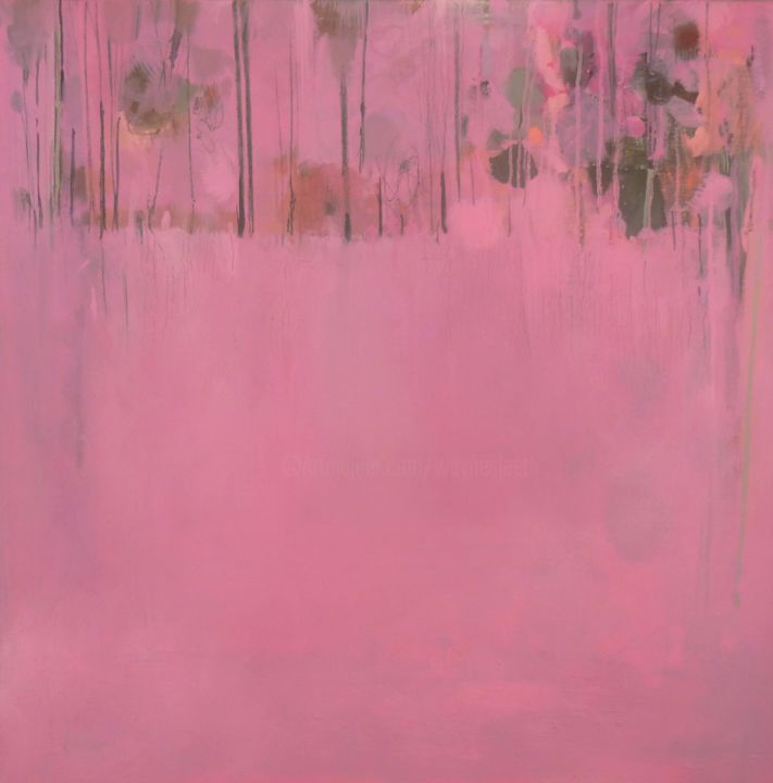 Malerei mit dem Titel "Composition in Pink" von Wayne Sleeth, Original-Kunstwerk, Öl Auf Keilrahmen aus Holz montiert