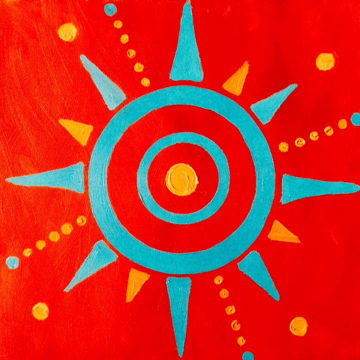 Peinture intitulée "Sol rojo" par Elia Deza (Wayta), Œuvre d'art originale, Huile