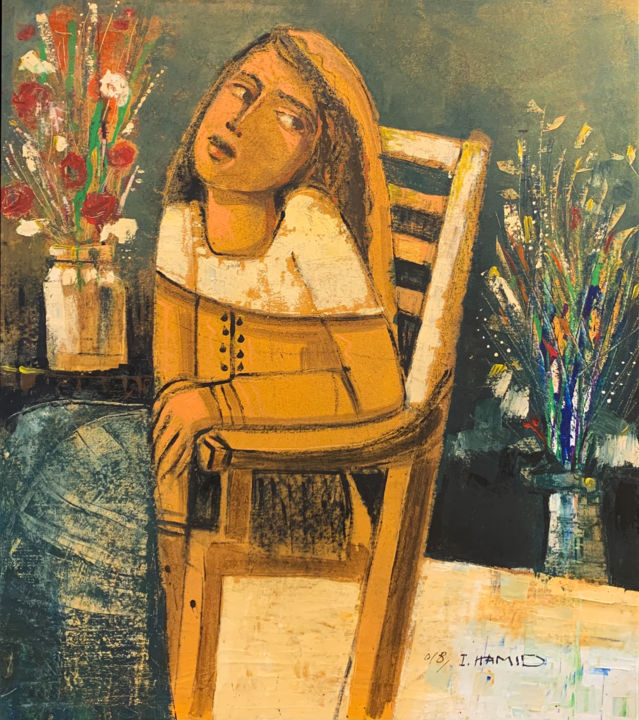 Painting titled "The florist" by Wazzan Sa, Original Artwork, Acrylic