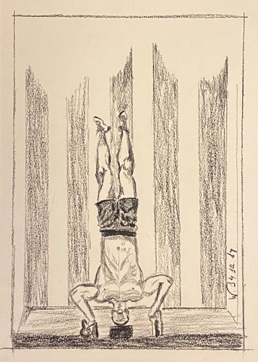 Painting titled "Fitness Boy" by W.C. Colares, Original Artwork, Charcoal