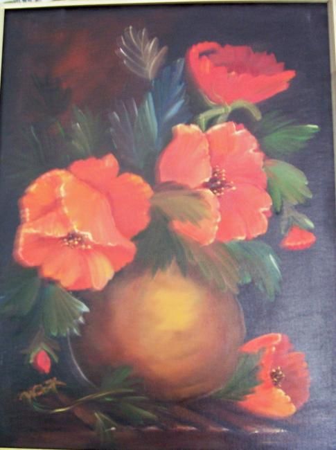 Painting titled "Poppies" by Wcourt, Original Artwork