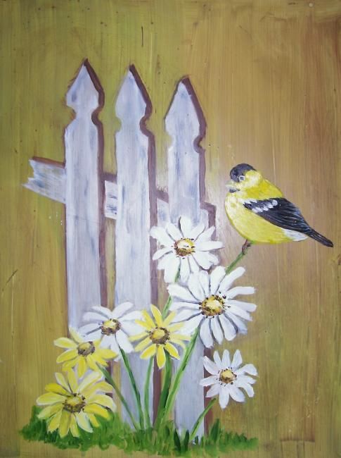 Painting titled "Gold Finch" by Wcourt, Original Artwork