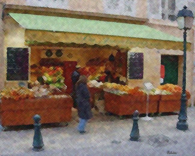 Painting titled "Fruitstand" by Paladin, Original Artwork