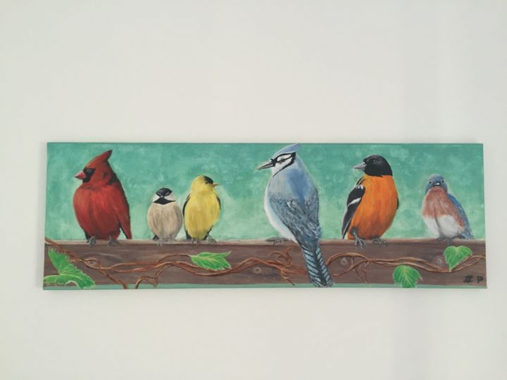 Peinture intitulée "Oiseaux.jpg" par Wdiez, Œuvre d'art originale, Acrylique