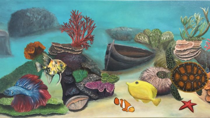 「Aquarium marin.jpg」というタイトルの絵画 Wdiezによって, オリジナルのアートワーク, アクリル