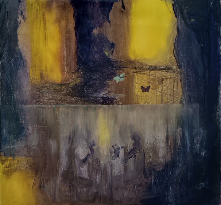 Schilderij getiteld "A secret at night" door Wednesday Ho, Origineel Kunstwerk, Olie
