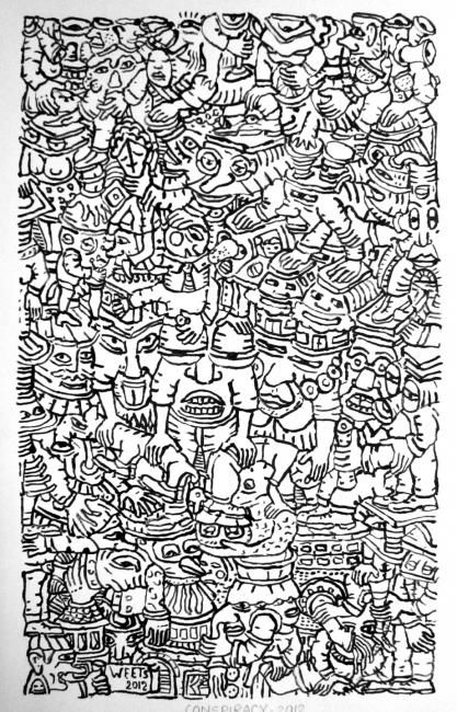 Drawing titled "Conspiracy" by Eric G. C. Weets, Original Artwork, Ink