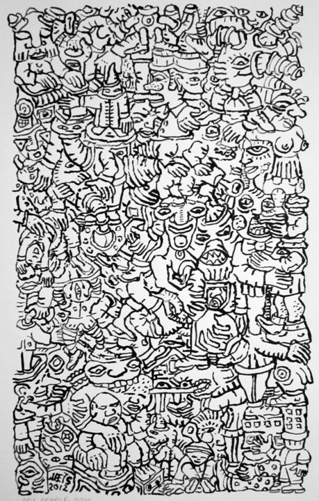 Drawing titled "My people" by Eric G. C. Weets, Original Artwork, Ink