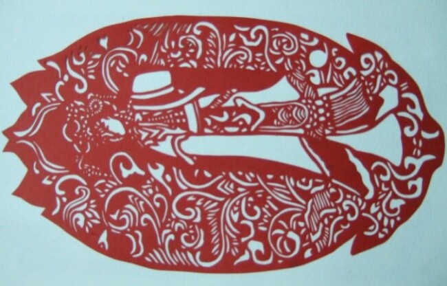 Painting titled "Folk paper-cut art…" by Wei Han, Original Artwork, Paper cutting