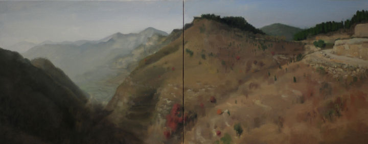 Painting titled "The Hills Beyond" by Wei Jia, Original Artwork, Oil