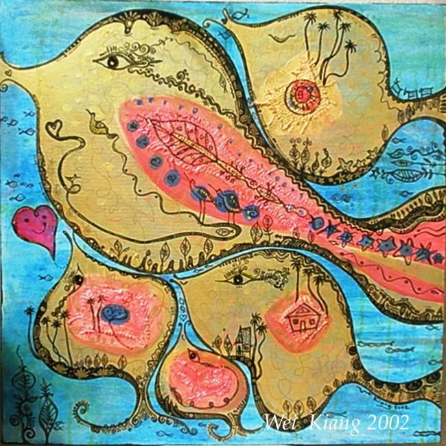 Painting titled "Endless Love - Fish…" by Wei Kiang Khor, Original Artwork
