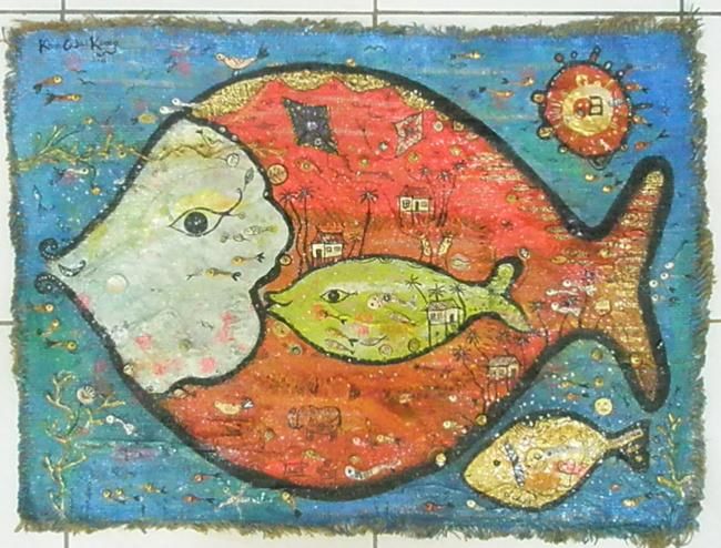 Painting titled "fish~slow life" by Wei Kiang Khor, Original Artwork