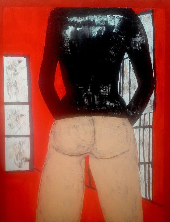 Pintura intitulada "Nude, acrylic,canva…" por David Weinreb, Obras de arte originais, Acrílico
