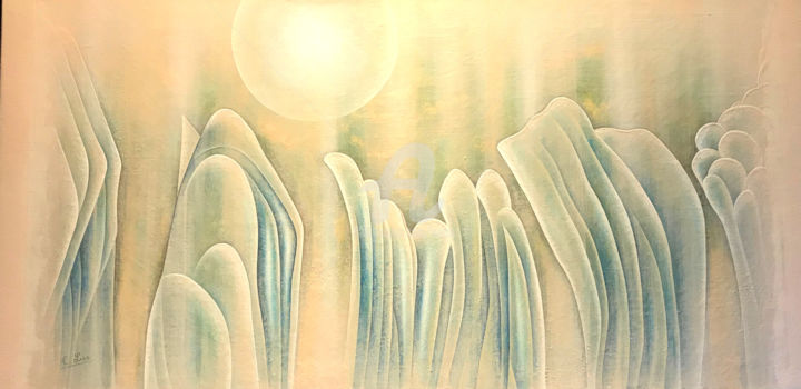 Картина под названием "Paysage de glace" - Claudine Lux, Подлинное произведение искусства, Акрил