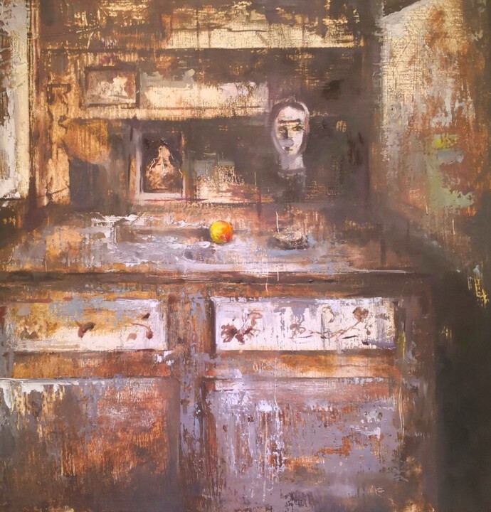 Painting titled "Elapsed time" by Weixuan Zhang, Original Artwork, Oil