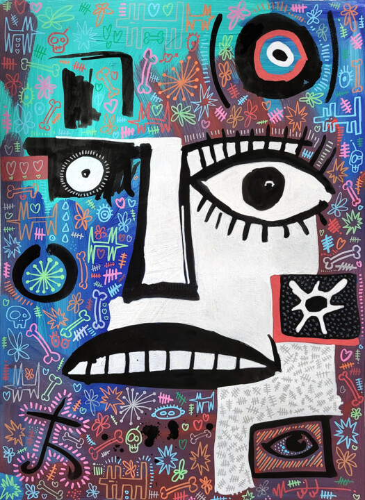 Painting titled "Tick Tock" by Well Well, Original Artwork, Acrylic