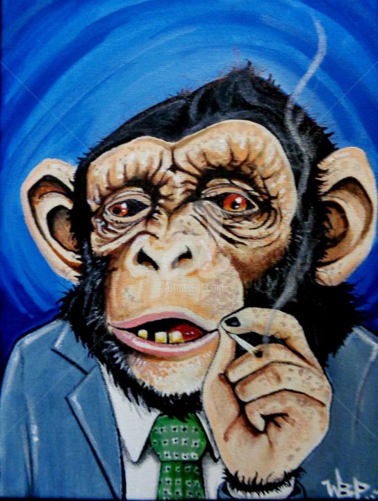 Peinture intitulée "Dr. Monkey Medicina…" par Wellington Wbp, Œuvre d'art originale, Acrylique