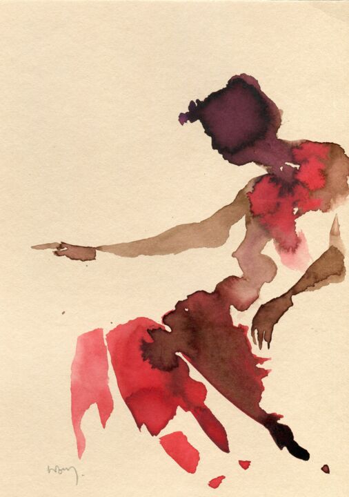 Painting titled "sans titre 29" by Sandrine Wely, Original Art, Ink
