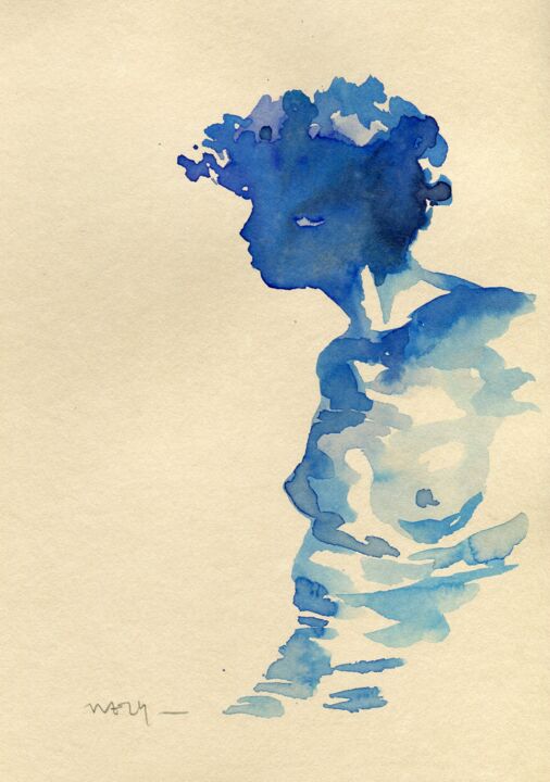 Painting titled "sans titre 35" by Sandrine Wely, Original Art, Ink