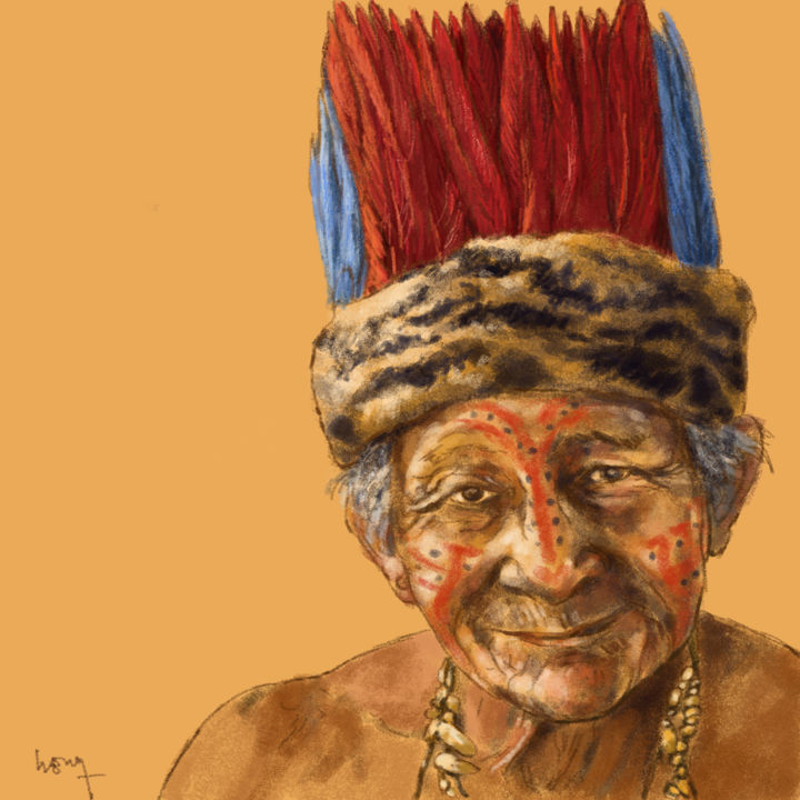 Digitale Kunst getiteld "Portrait d'un Indie…" door Sandrine Wely, Origineel Kunstwerk,
