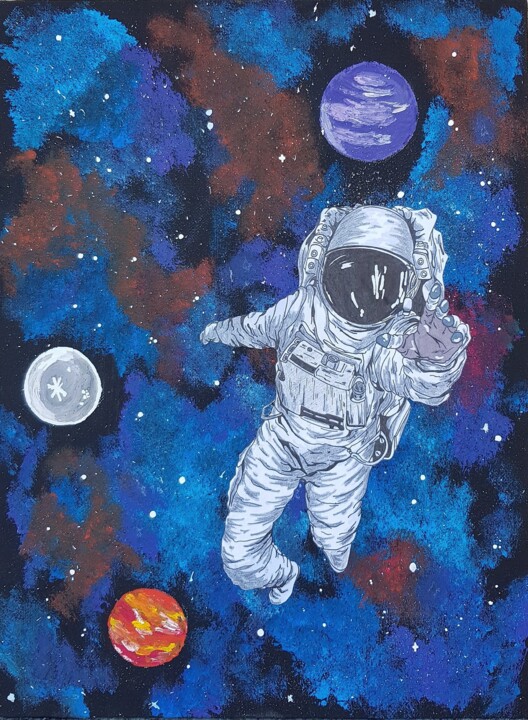 Peinture intitulée "Perdu dans l'espace" par Captainmarimo, Œuvre d'art originale, Acrylique