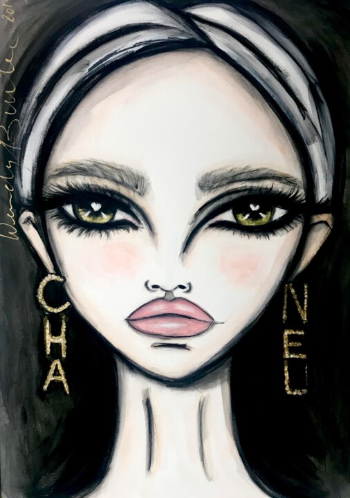 Ζωγραφική με τίτλο "Cendre Chanel" από Wendy Buiter, Αυθεντικά έργα τέχνης, Ακρυλικό