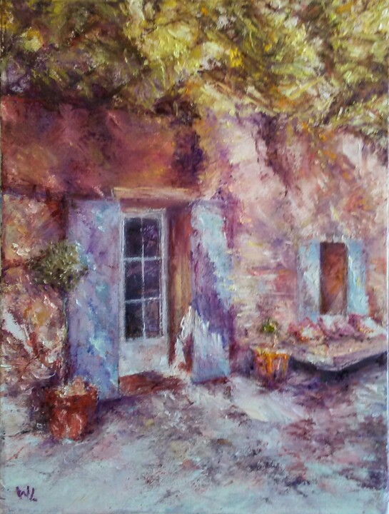 Painting titled "‘The Courtyard’" by Wendy Long, Original Artwork, Oil