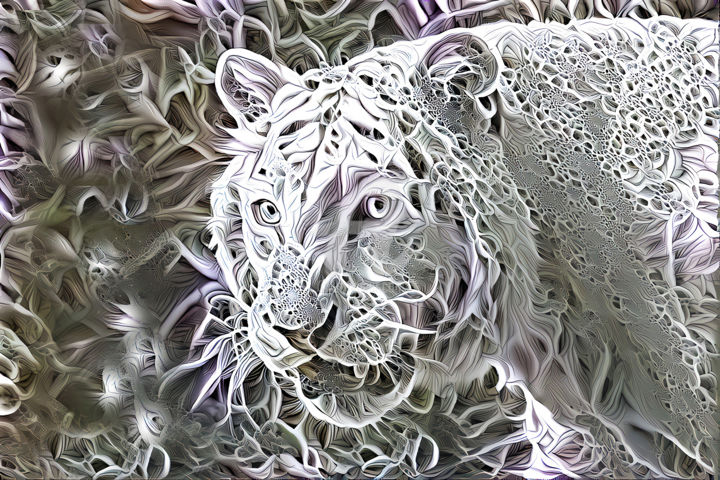 Arte digital titulada "White Tiger" por Redreamer, Obra de arte original, Pintura Digital