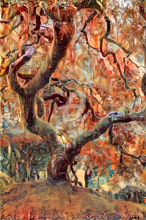 Digital Arts titled "Twisted Tree" by Redreamer, Original Artwork, Digital Painting