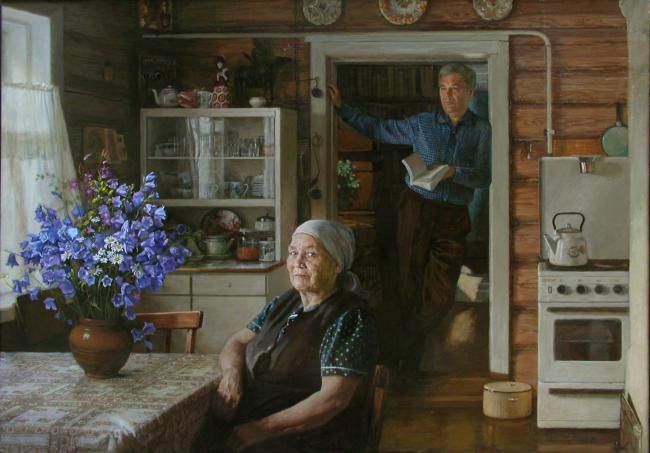 Peinture intitulée "Лето,пришедшее в дом" par Iurii Pantsyrev, Œuvre d'art originale, Huile