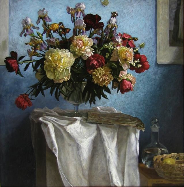 Malarstwo zatytułowany „Цветы” autorstwa Юрий Панцырев, Oryginalna praca, Olej