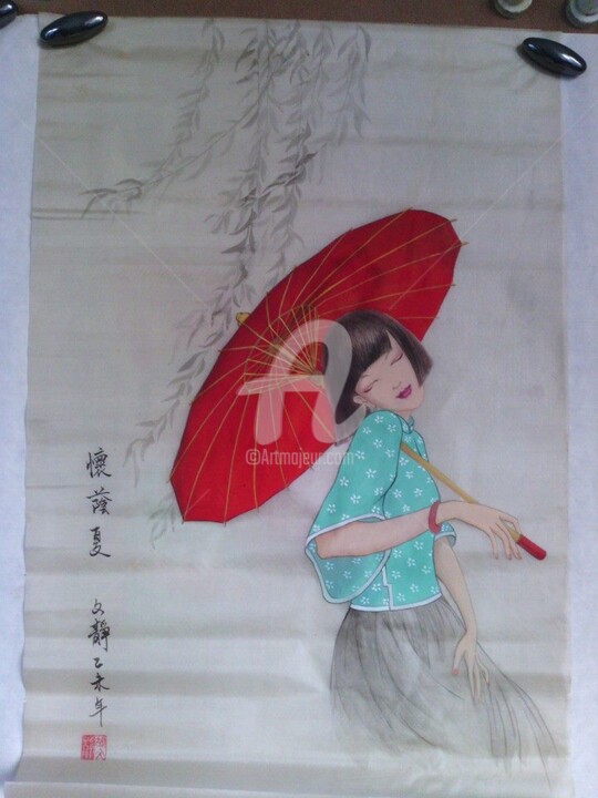Peinture intitulée "L'été" par Wenjing Hu, Œuvre d'art originale, Encre