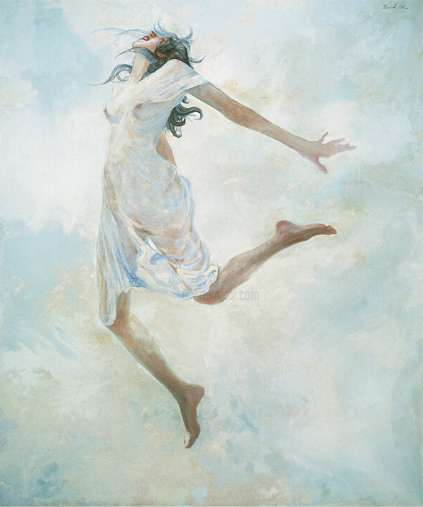 Painting titled "L' Apesanteur-190x1…" by Wenwu Wen, Original Artwork, Oil